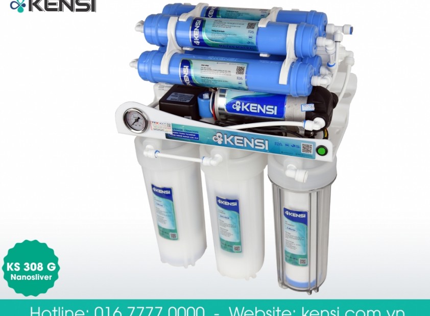 Máy lọc nước RO Kensi sử dụng bộ cốc lọc làm từ nhựa nguyên sinh thân thiện với môi trường và con người